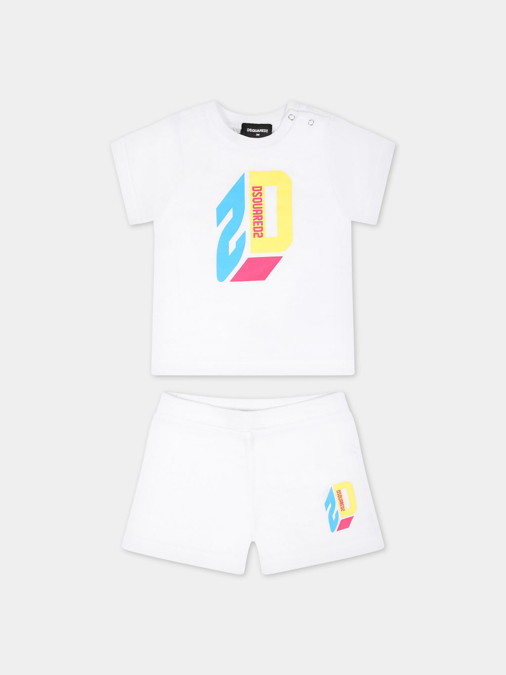 White suit for baby boy with logo